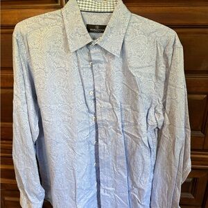 Bugatchi Light Blue Paisley Long-Sleeve Dress Shirt